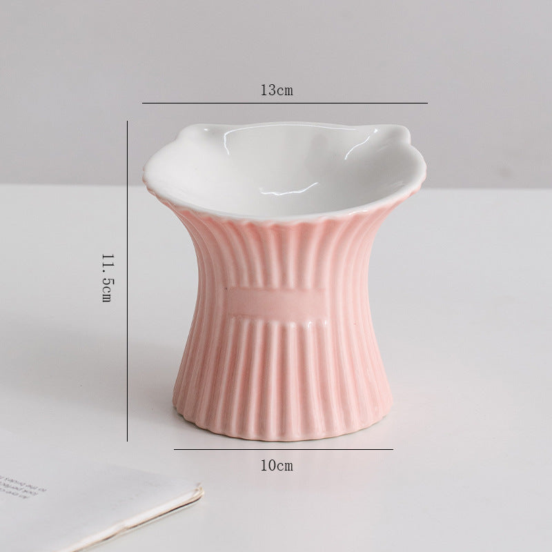 Elevated Ceramic Pet Bowl — Cat-Ear High-Foot Design for Cats & Small Dogs, 7 Styles