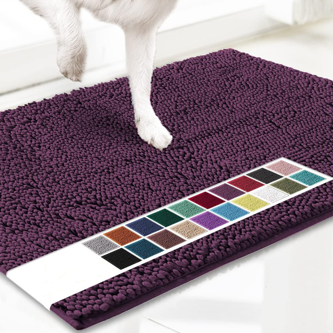 Chenille Plush Anti-Slip Pet Mat — Machine Washable, 8 Sizes, 19 Colors