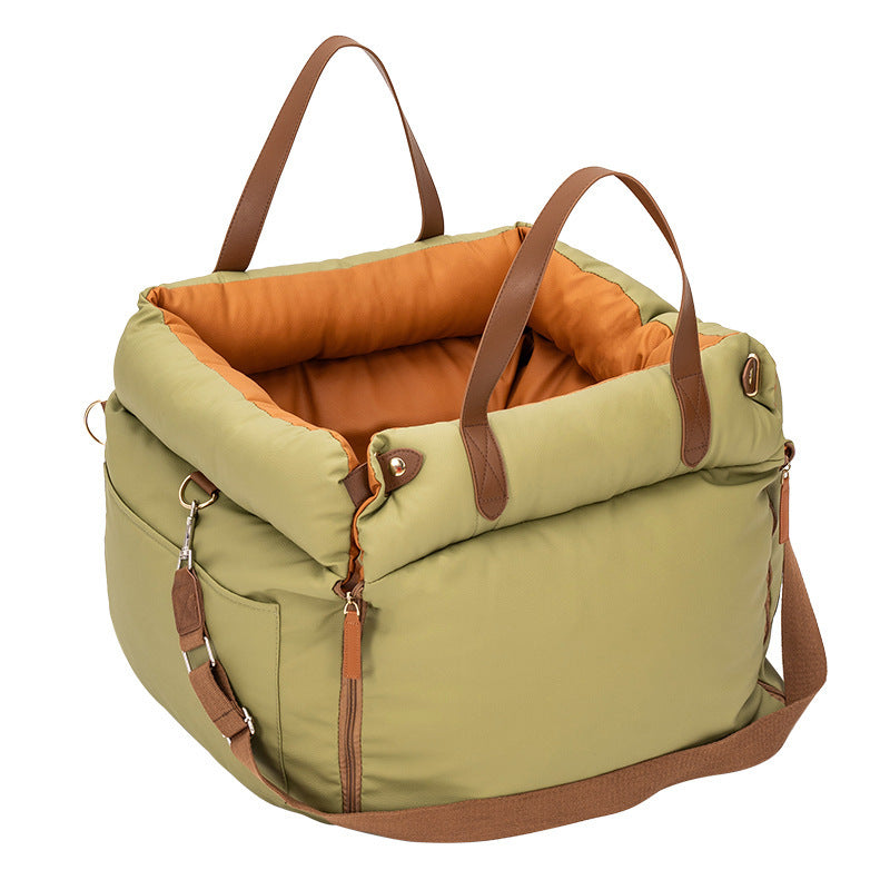 Plush Car Dog Bed — Breathable PP Cotton Travel Nest for Small & Medium Dogs