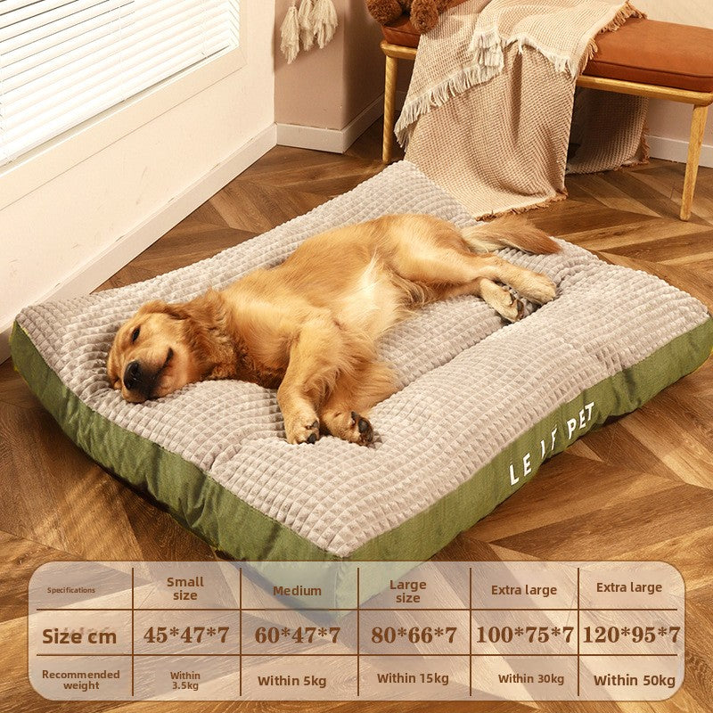 Washable Pet Sleeping Mat — Removable Cover, PP Cotton Fill, All-Season, Sizes L–3XL