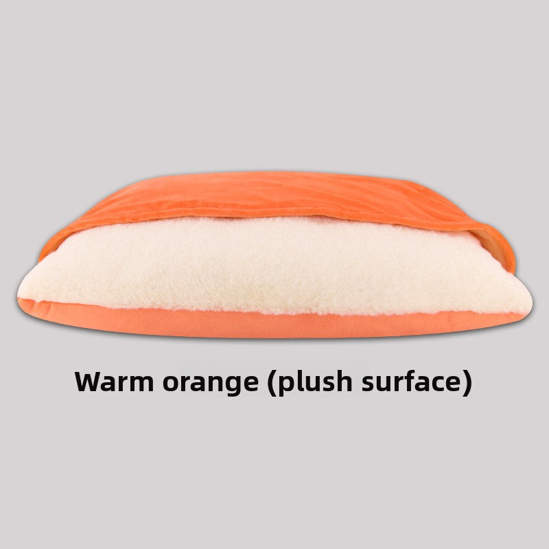 Removable Washable Pet Sleeping Bag Nest — Plush & Cotton Linen, 7 Colors, Sizes S–XL