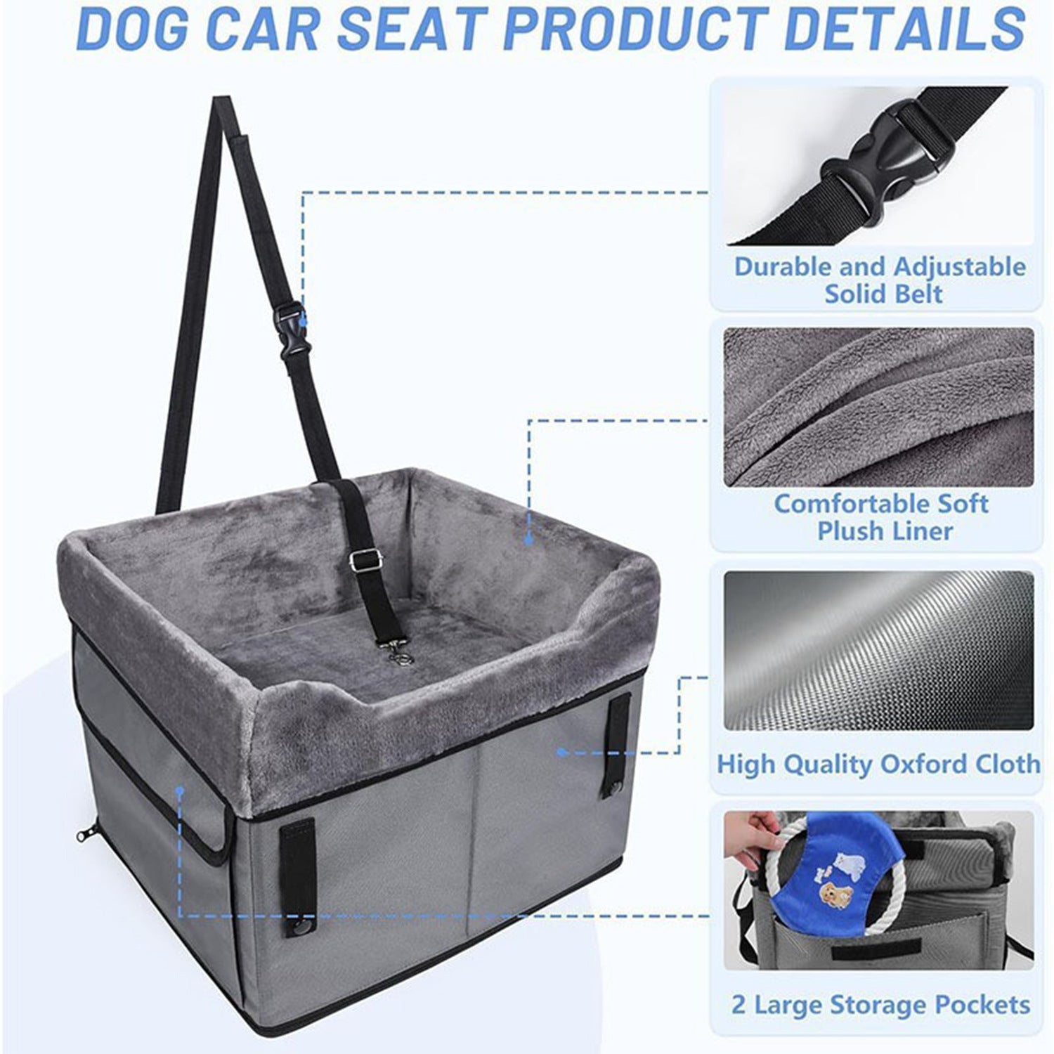 Elevated Dog Car Seat Pad & Kennel — Portable Travel Booster for Small Dogs