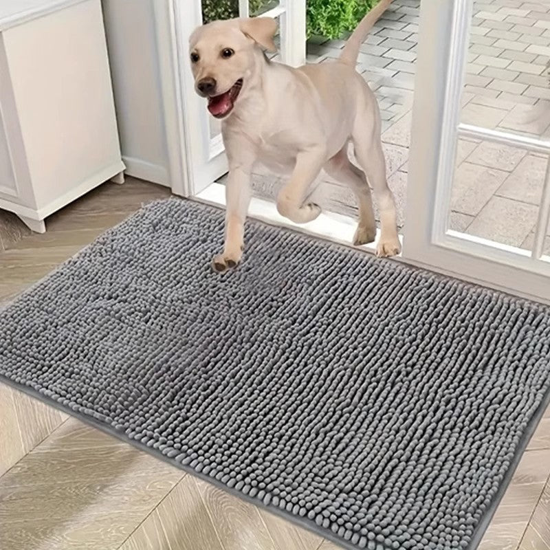Chenille Plush Anti-Slip Pet Mat — Machine Washable, 8 Sizes, 19 Colors