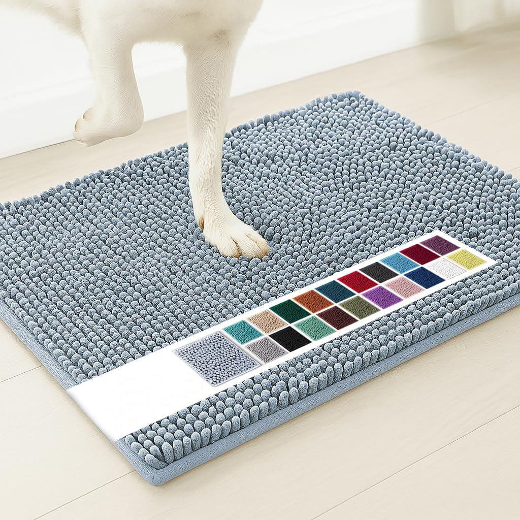 Chenille Plush Anti-Slip Pet Mat — Machine Washable, 8 Sizes, 19 Colors