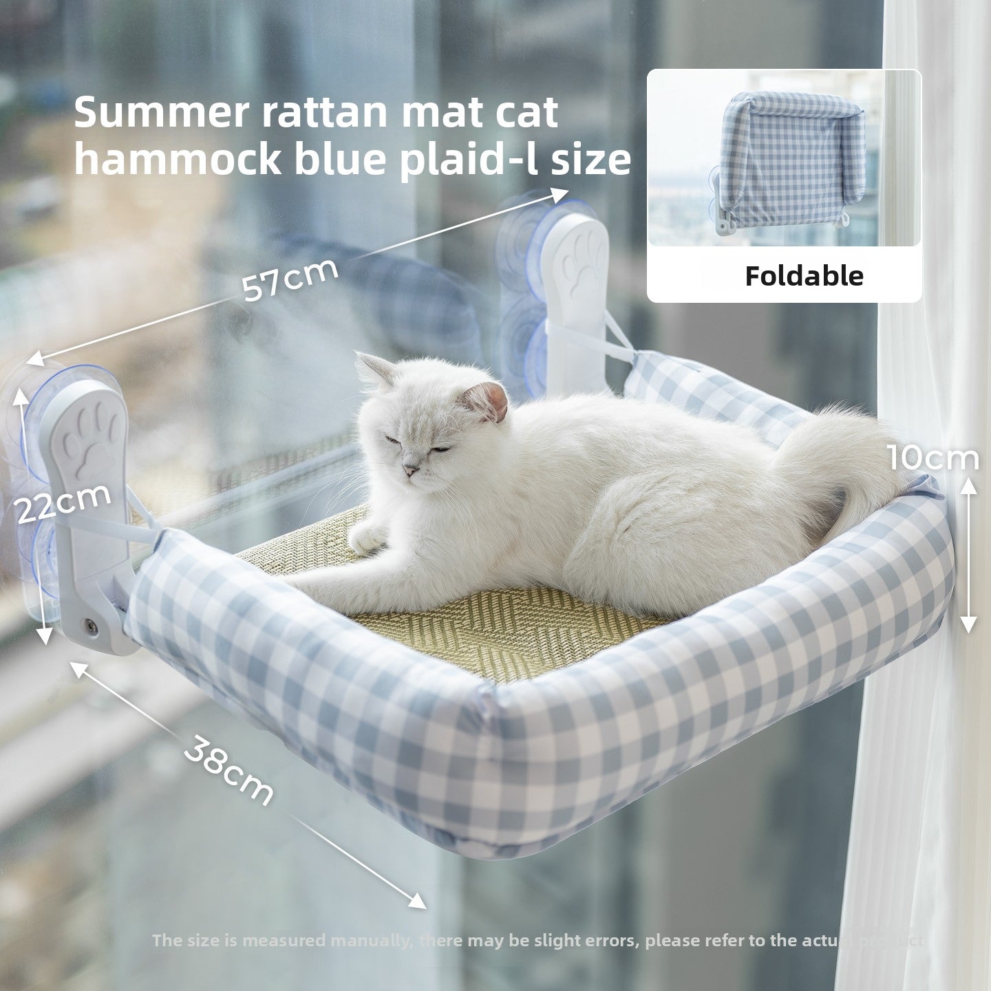 Foldable Cat Window Hammock — Suction Cup Mount, Washable, 15kg Capacity, Sizes M & L