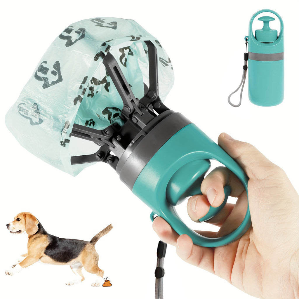 Portable Dog Waste Picker with Bag Dispenser — Six-Claw No-Touch Poop Scooper