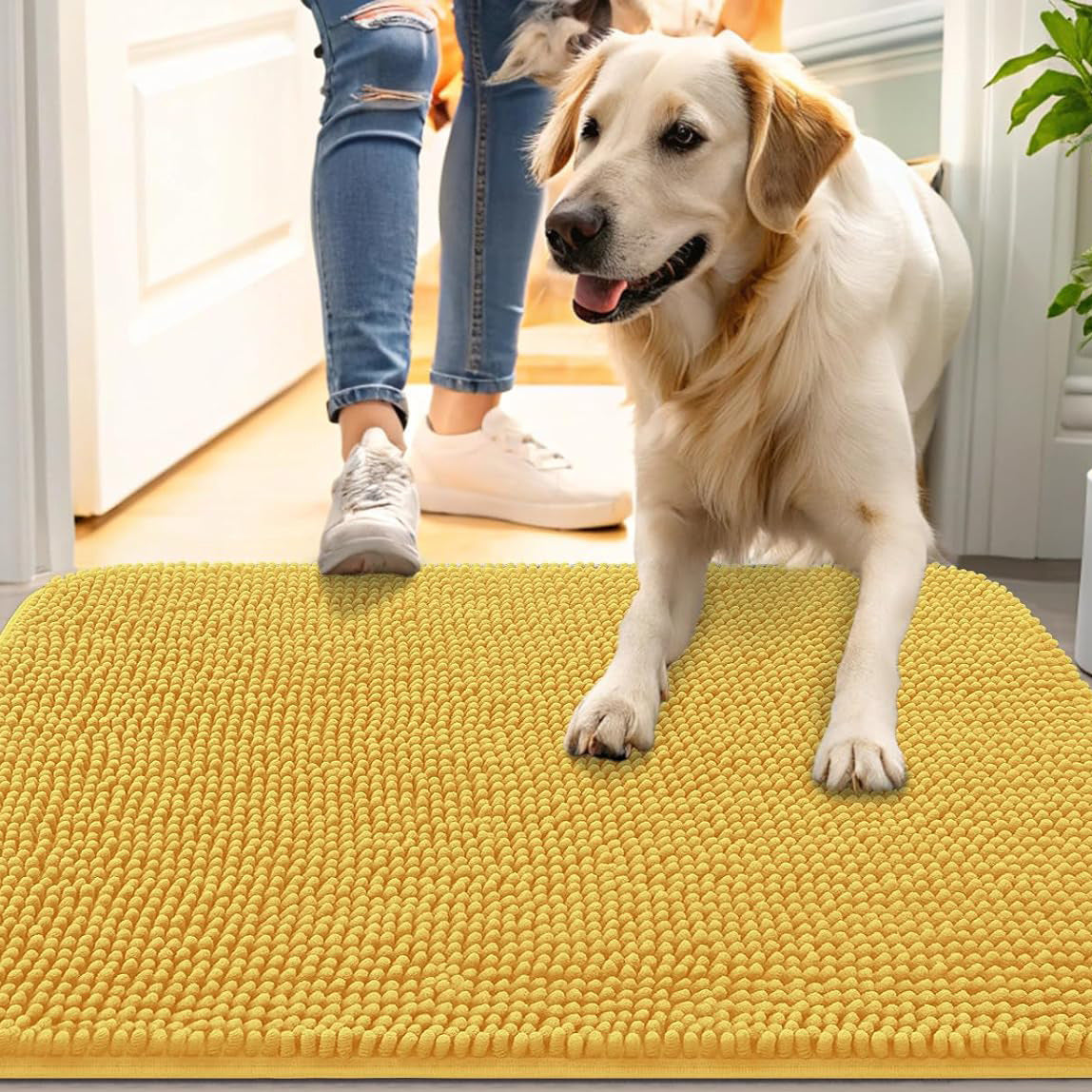 Chenille Plush Anti-Slip Pet Mat — Machine Washable, 8 Sizes, 19 Colors