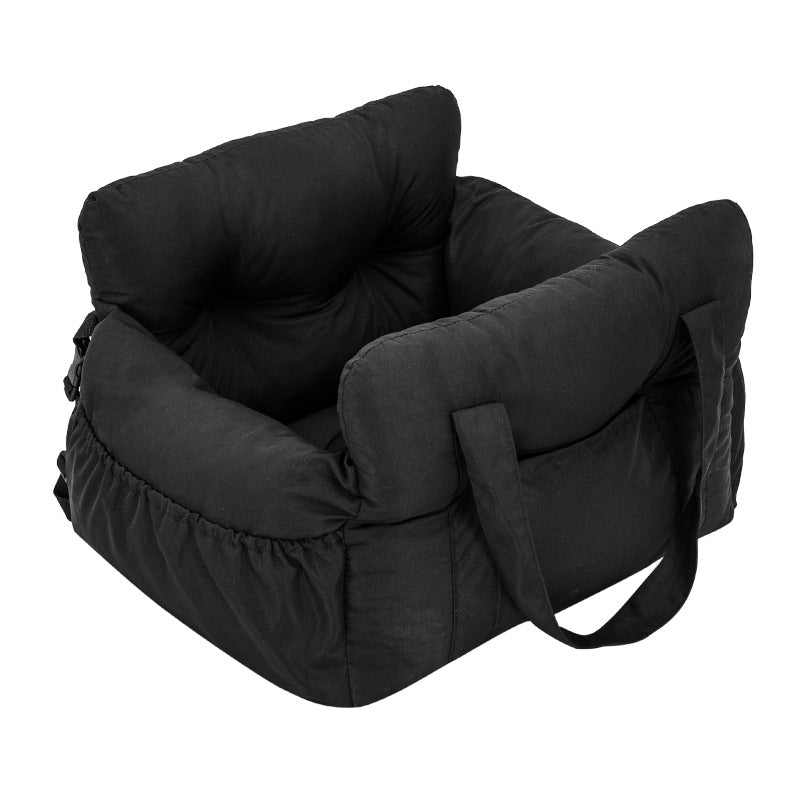 Plush Car Dog Bed — Breathable PP Cotton Travel Nest for Small & Medium Dogs