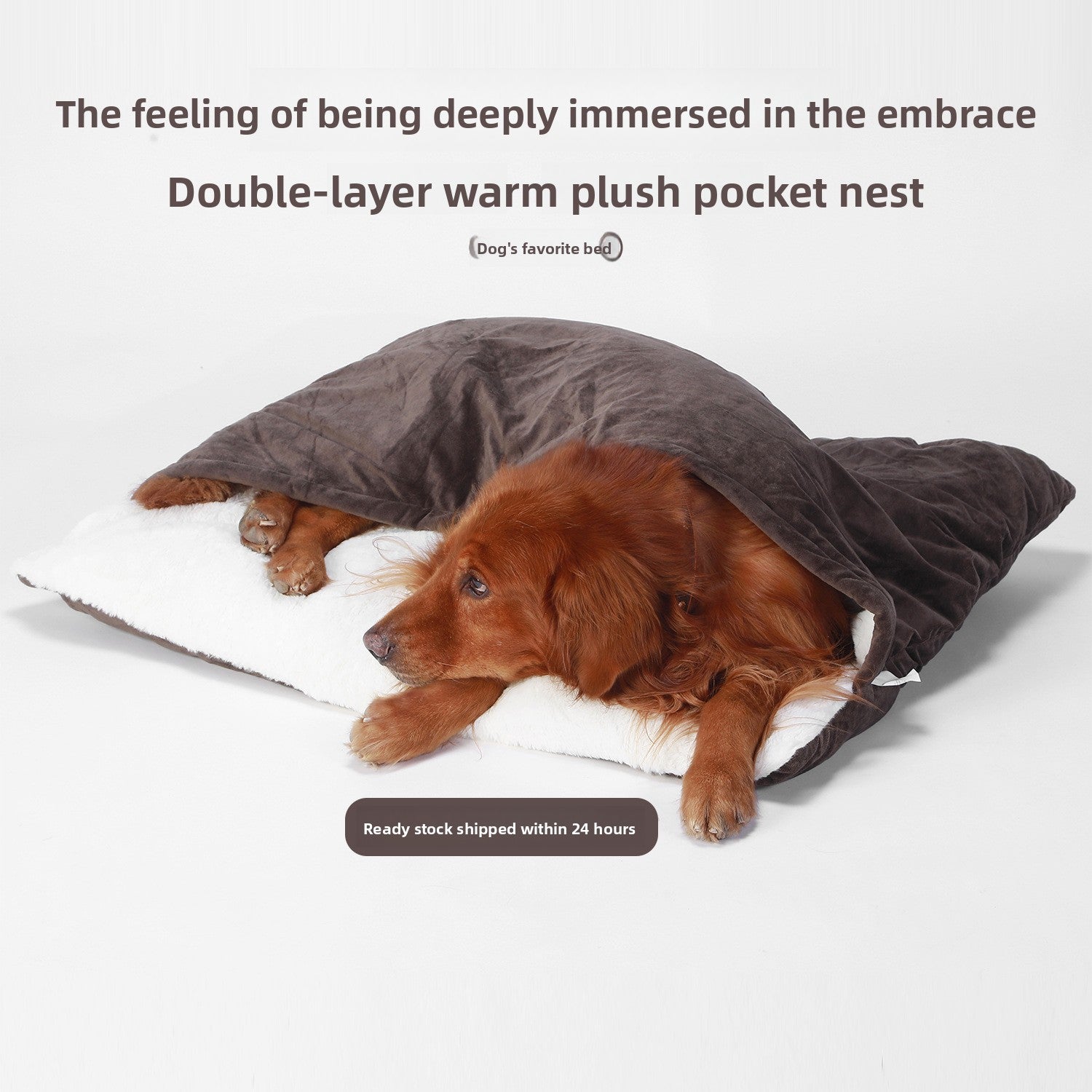 Removable Washable Pet Sleeping Bag Nest — Plush & Cotton Linen, 7 Colors, Sizes S–XL